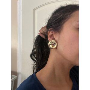 Big gold stud earrings pierced round large round chunky gold studs metal knot